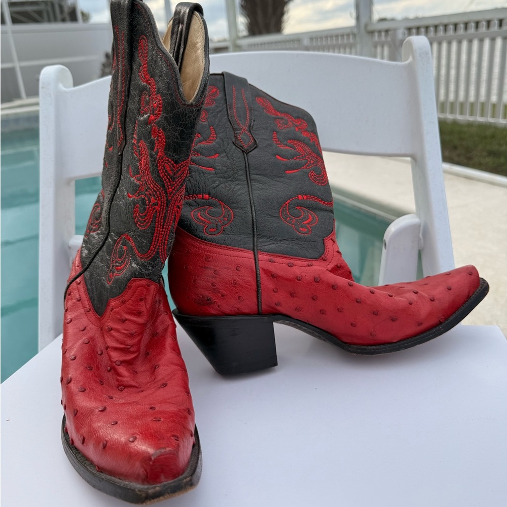 Corral red ostrich cowboy boots - Picture 10 of 12